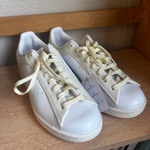Adidas Stan Smith White Leather Sneakers - New, Cream Laces